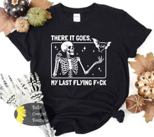 Load image into Gallery viewer, There It Goes My Last Flying F*ck Funny Skeleton Halloween Women&#39;s T-Shirt
