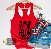 Load image into Gallery viewer, I&#39;m Voting For The Felon Patriotic Trump Women&#39;s Tank Top
