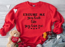 Load image into Gallery viewer, Excuse Me You Look Like You Love Me Country Music Valentine&#39;s Day Sweatshirt
