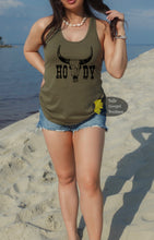 Load image into Gallery viewer, Howdy Cow Skull Western Women&#39;s Tank Top
