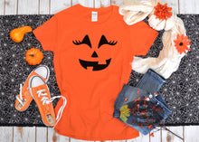 Load image into Gallery viewer, Pumpkin With Lashes Halloween Women&#39;s T-Shirt
