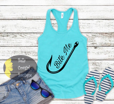 Fishing Tank Top - Bite Me - Fishing Hook Tank Top