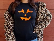 Load image into Gallery viewer, Pumpkin With Lashes Halloween Women&#39;s T-Shirt
