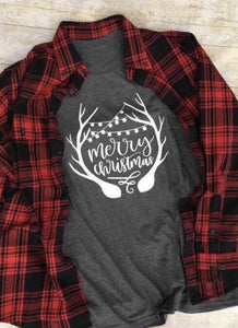 Merry Christmas Deer Antler T-Shirt